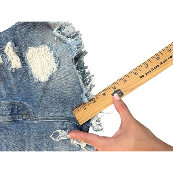 7 for All Man Kind Womens Cut-Off Jeans Shorts Size 25 Raw Hem Frayed Distressed - Picture 15 of 16